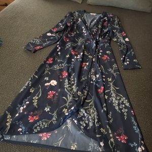 Long Sleeve Floral Time and Tru Wrap Dress